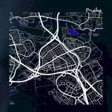 Praha - 14100 mapa s vodními toky