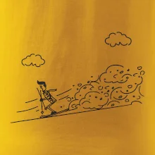 Kreslený lyžař na horách