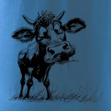 Černobílá karikatura kráva stojící