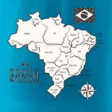 Brazílie mapa s názvy regionů