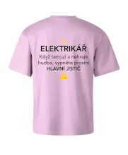 Elektrikář - hlavní jistič - Nápis na zádech