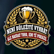 Není důležité vyhrát - pivní pohár a zlatý vavřín