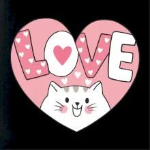 Kočka love - růžové srdce