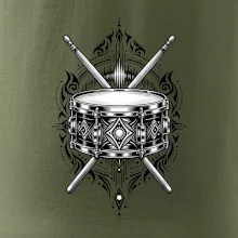 Ornamentální buben s paličkami - černobílý symbol