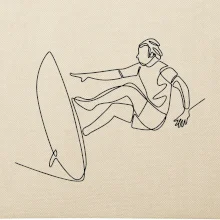 Surfař na vlně jedním tahem