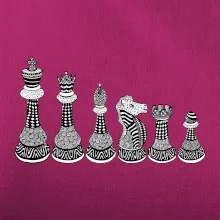 Šachové figurky v řadě - kreslené