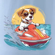 Jack russell teriér na vodním skútru