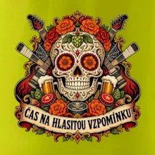 Mexická rocková lebka s kytarami a pivem