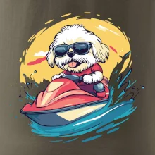 Lhasa Apso na vodním skútru