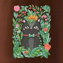 Kočka s květy malovaná