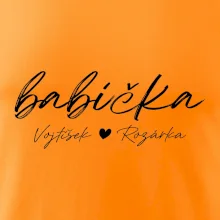Babička Tričko se jmény dětí psací písmo