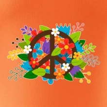 Peace symbol prorostlý květinami