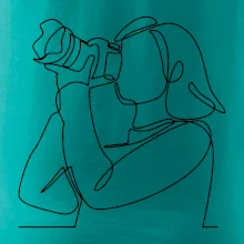 Fotografka stojící jedním tahem