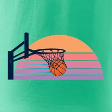 Retro západ slunce a basketbalový koš