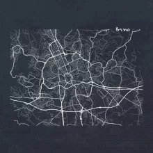 Černobílá mapa Brno