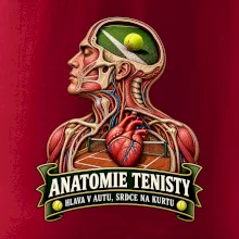 Anatomie tenisty hlava v autu srdce na kurtu