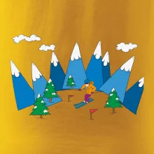 Lyžař a barevné hory