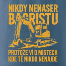 Oranžový bagr Nikdy Nenaser bagristu