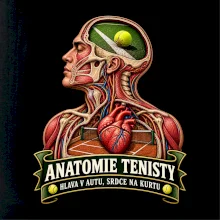 Anatomie tenisty hlava v autu srdce na kurtu