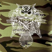 Steampunk sova černobílá