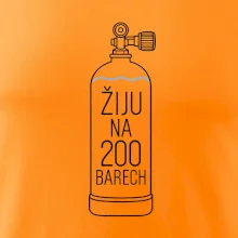 Žiju na 200 barech potápěčská lahev s modrou vlnovkou