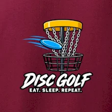 Discgolfový koš s letícím diskem eat sleep repeat