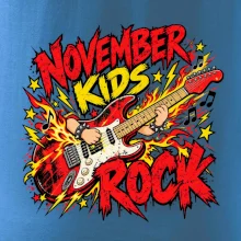 Rocková listopadová kytara s dětskými rukama
