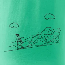 Kreslený lyžař na horách