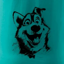 Černobílá karikatura husky