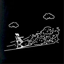 Kreslený lyžař na horách