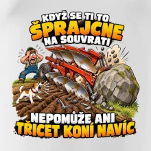 Pluh zaseknutý o balvan na souvrati