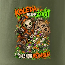 Halloweenský koledník s pytlem strašidelných sladkostí