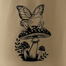 Goblincore černá houba se žábou