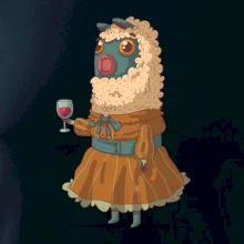 Alpaka s vínem žena