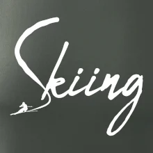 Skiing nápis lyžař Skiing nápis lyžař