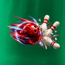 Bowlingová koule v akci a padající kuželky