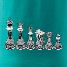 Šachové figurky v řadě - kreslené
