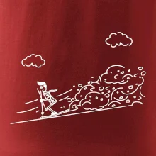 Kreslený lyžař na horách