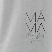 Nápis máma  na prsu se jmény dětí