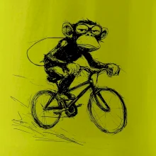 Opice s batohem na kole