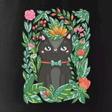 Kočka s květy malovaná