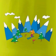 Lyžař a barevné hory