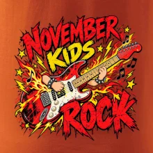 Rocková listopadová kytara s dětskými rukama