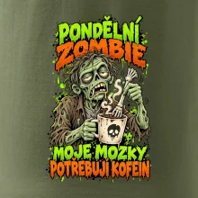 Pondělní zombie míchá kávu kostěnou rukou