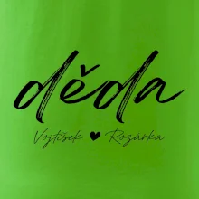 Děda Tričko se jmény dětí psací písmo