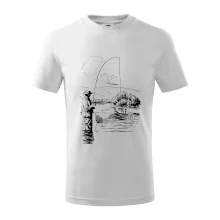 Kreslený rybář s podběrákem