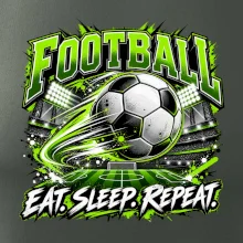 Fotbalový míč a stadion eat sleep repeat