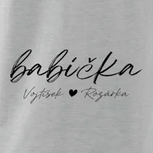 Babička Tričko se jmény dětí psací písmo