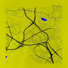 Praha - 14100 mapa s vodními toky