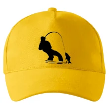 Rybář tahající rybu